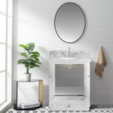 ZUN 30'' Bathroom Vanity with Carrara Natural Marble Top and Backsplash, Bathroom Storage Cabinet with W1059P155206