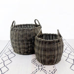 ZUN 2-Pack Stackable Hand Woven Wicker Storage and Laundry Basket with Handles B046P144640