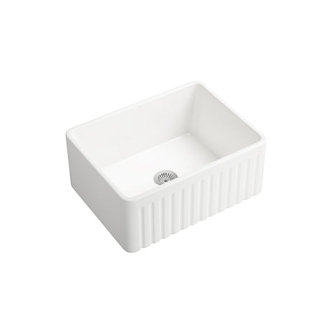 ZUN Farmhouse/Apron Front White Ceramic Kitchen Sink W127266251