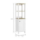 ZUN Hanover 4-Shelf Linen Cabinet Light Oak and White B06280007