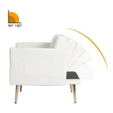 ZUN Accent Chair with Ottoman Set,Velvet Accent Chair with Gold Legs, Upholstered Single Sofa for Living W1095125556
