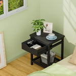 ZUN Nightstand, End with Open Shelf, Side with Drawer and Storage Shelf, Bedside Bamboo 95965218