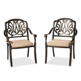 ZUN Set of 2 Cast Aluminum Patio Dining Chairs with Cushions, Stackable Outdoor Bistro Chairs for 96662218