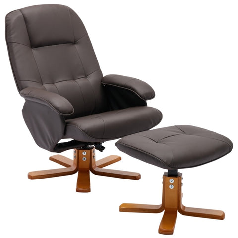 ZUN Recliner Chair with Ottoman, Swivel Recliner Chair with Wood Base for Livingroom, Bedroom, Faux W1733102607