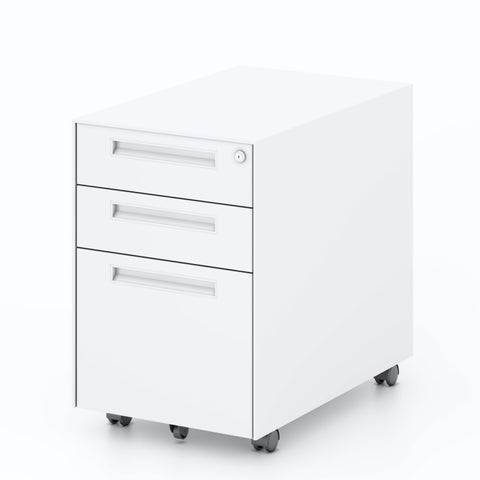 ZUN 3 Drawer Metal Mobile Vertical Locking File Cabinet with Lock, Under Desk Rolling Filing Cabinets W1730116765