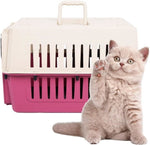 ZUN Plastic Cat & Dog Carrier Cage with Chrome Door Portable Pet Box Airline Approved, Medium, red W2181P163992