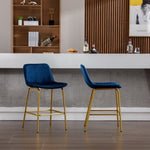 ZUN bar stool velvet Blue color Set of 2 W1805111867