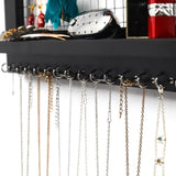 ZUN Jewelry Manager - Wall Mounted Jewelry Stand , Shelf And 16 Hooks - Perfect Earrings, Necklaces And 11534192