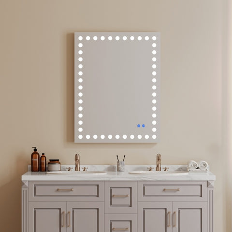 ZUN 36×28 Inch Led-Lit Bathroom Mirror, Wall Mounted Anti-Fog Memory Rectangular Vanity Mirror With W1820122118