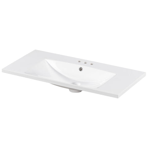 ZUN 36" Single Bathroom Basin Sink, Vanity Top Only, 3-Faucet Holes, Resin WF310598AAK