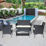 ZUN Patio outdoor rattan furniture -4 piece loveseat +2 armchair+coffie table for garden 4 PC Garden W20901064