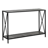 ZUN Grey MDF Countertop Black Wrought Iron Base 2 Layers Forked Console Table 04240871