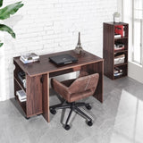 ZUN 47.4" L Computer Desk with movable bookcase, brown W131470893