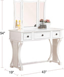 ZUN Unique Modern Bedroom Vanity Set w Stool Foldable Mirror Drawers White Color MDF Veneer 1pc Vanity B011111843