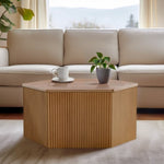 ZUN Fluted Hexagon Coffee Table B035129481