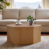 ZUN Fluted Hexagon Coffee Table B035129481