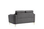 ZUN Contemporary 1pc Loveseat Dark Gray with Gold Metal Legs Plywood Pocket Springs and Foam Casual B01155992