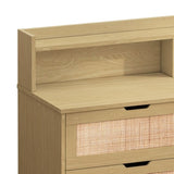 ZUN 43.31"6-Drawers Rattan Storage Cabinet Rattan Drawer with LED Lights and Power Outlet,for W757127557