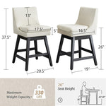 ZUN 26" Upholstered Swivel Bar Stools Set of 2, Modern Linen Fabric High Back Counter Stools with W1893123704