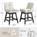 ZUN 26" Upholstered Swivel Bar Stools Set of 2, Modern Linen Fabric High Back Counter Stools with W1893123704