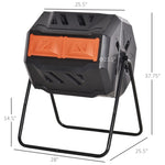 ZUN Tumbling Compost Bin Outdoor 360&deg; Dual Chamber Rotating Composter 43 Gallon, Orange W2225142613