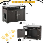 ZUN Litter Box Enclosure, Cat Litter Box Furniture with Hidden Plug, 2 Doors,Indoor Cat Washroom Storage W42090263