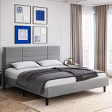 ZUN Molblly Full Size Bed Frame with Upholstered Headboard, Strong Frame, and Wooden Slats Support, W2276138845