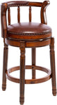 ZUN Seat Height 26'' swivel Cow top Leather Wooden Bar Stools 360 Degree Swivel Bar Height Chair with W2195135476