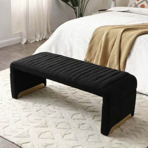 ZUN 47.2'' Width Modern Ottoman Bench, Upholstered Sherpa Fabric End of Bed Bench, Shoe Bench Footrest W1117107151