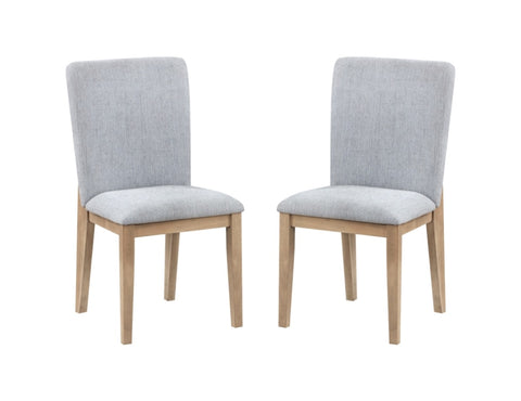 ZUN Caspian Set of 2 Gray Linen and Oak Finish 19" Dining Chair B061131265