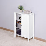 ZUN Bathroom Floor Storage Cabinet with Double Door Adjustable Shelf, White W40914886