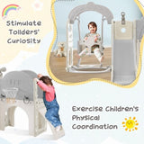 ZUN Toddler Slide and Swing Set 7 in 1, Kids Playground Climber Slide Playset with Basketball Hoop PP321361AAE