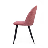 ZUN Dining Chair, Pink Velvet, Metal Black legs, Set of 2 Side Chairs W116440255