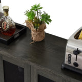 ZUN Industrial Wine Bar Cabinet, Liquor Storage Credenza, Sideboard with Wine Racks & Stemware Holder W116241634