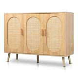 ZUN Modern Rattan Shoe Storage Cabinet with 3 Doors and Adjustable Shelves, Accent Cabinet for Living 25442604