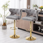 ZUN Bar Stools With Back and Footrest Counter Height Dining Chairs-Velvet Grey-2PCS/SET W67663275