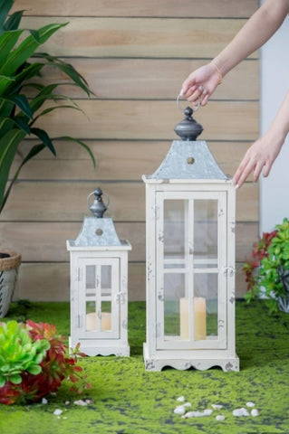 ZUN Wooden Candle Lantern Decorative, Hurricane Lantern Holder Decor for Indoor Outdoor, Home Garden W2078131628