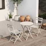 ZUN 3 Piece Patio Bistro Set of Foldable Round Table and Chairs, White W1586P143153
