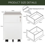 ZUN 2 Drawer Mobile File Cabinet with Lock Metal Filing Cabinet for Legal/Letter/A4/F4 Size, Fully W141172162