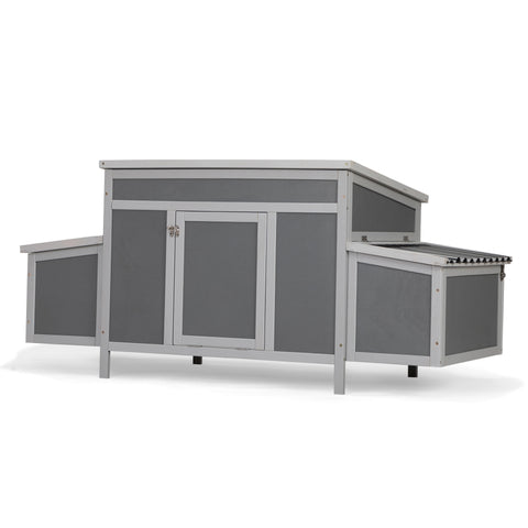 ZUN Weatherproof Wood Chicken Coop with Nesting Boxes, Indoor Outdoor, Gray W2181P151916
