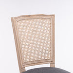 ZUN French Style Solid Wood Frame Antique Painting Linen Fabric Square Rattan Back Dining Chair,Set of W162291031