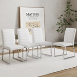 ZUN Set of 4 dining white dining chair set, PU material high backrest seats and sturdy leg W1151134525