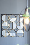 ZUN 35.6" in Eclectic Styling Metal Beaded Black Wall Mirror with Contemporary Design for W2078124371