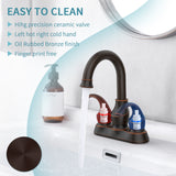 ZUN Oil Rubbed Bronze Bathroom Faucet with 2-Handle and 360 Degree Rotating Spout, Crescent Moon Style 81054067