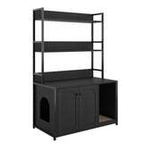 ZUN Large Cat Litter Box Enclosure Shelf Storage, Hidden Cat Washroom Furniture, Wooden Cat House W578125522