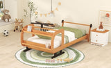 ZUN Twin Size Plane Shaped Platform Bed with Rotatable Propeller and Shelves, Natural WF298761AAN