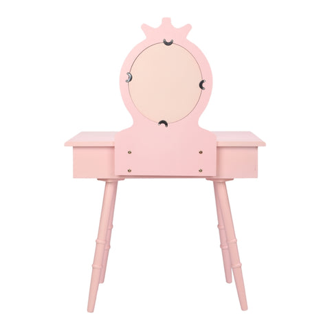 ZUN Children's Single Mirror Single Drawer Round Foot Dresser Pink 08591738