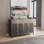 ZUN 48" Wide 4 Doors Modern Sideboard with 3 Top Drawers, Freestanding Sideboard Storage Cabinet W75741394