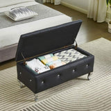 ZUN Upholstered Storage Ottoman Bench For Bedroom End Of Bed Faux Leather Rectangular Storage Benches W2268P146691