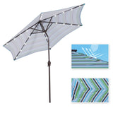 ZUN Outdoor Patio 8.7-Feet Market Table Umbrella with Push Button Tilt and Crank, Blue Stripes With 24 W41933612